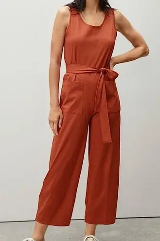 Everlane  The Luxe Cotton Tank Jumpsuit Wide Leg Cropped Rust XXS