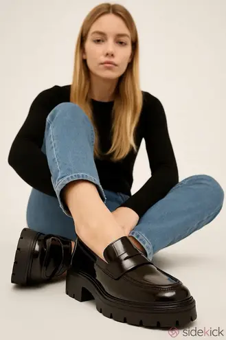 Sincerely Jules Dylan Chunky Penny Loafer Women’s 9M Glossy 90s Platform Shoes Black Size 9