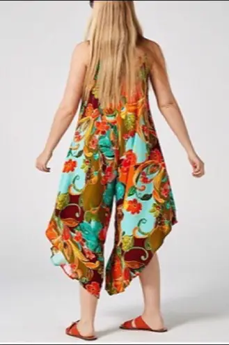 MSK Floral Print Gaucho Jumpsuit Strappy Green Size M NWT Size M