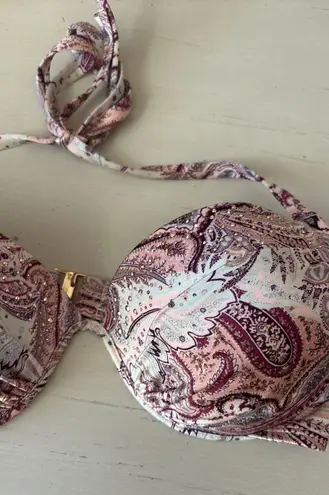 Victoria's Secret Y2k Victoria’s secret paisley print multicolor rhinestone padded bikini top