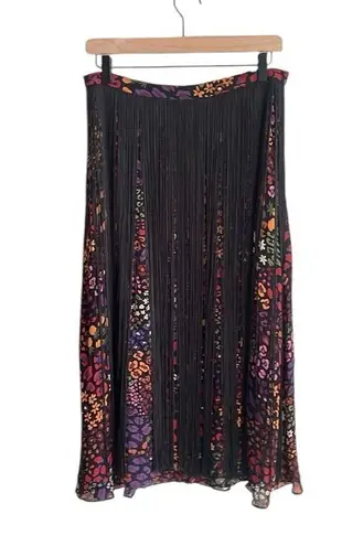 Farm Rio Wild Mix Mixed-Print Fringe Midi Skirt