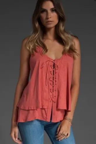 Elizabeth and James Frances layered cotton-Jersey lace-up tank top XS extra small