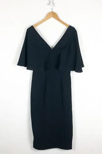 Dress the Population  Louisa Flutter-Sleeve Dress Medium Black Cocktail Modest