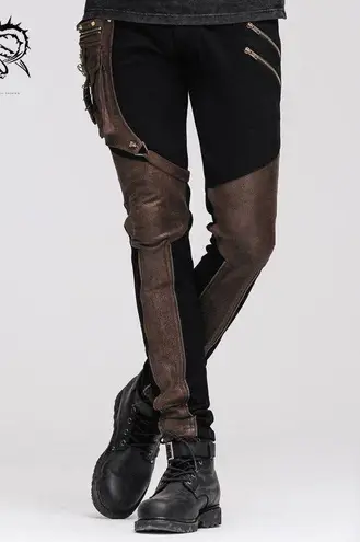 Devil’s Fashion Pants Blade Steampunk Pants with Decorative Thigh Holster Black Size M