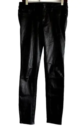 DL1961  Florence Skinny Mid Rise Instasculpt Ankle Leather Pant Poseidon Black 30