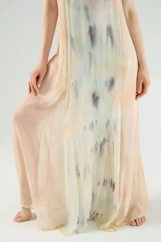 Young Fabulous and Broke 🫦 ✨ Sheer Italian Silk Pastel Maxi Dress With Inner Satin Slip