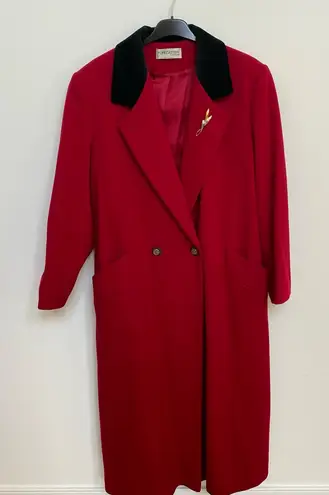 Vintage Forecaster of Boston Red Wool Overcoat 1990s Pin, Black Velvet C… Size 16