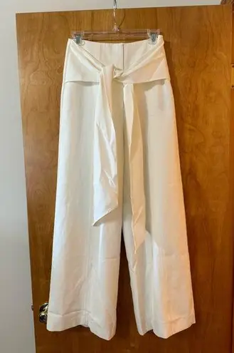 Milly Monroe Cady Pants Ecru Waist Tie Detail Lined Revolve NWT Size 0 MSRP $325