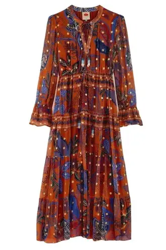 Farm Rio Wild Jungle Brown Midi Dress Size Medium