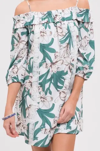 Blu Pepper Cold Shoulder Floral Print Dress