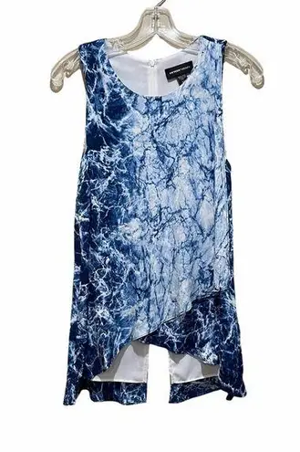 Fifteen Twenty Split Back Layered Tank Top Blue and White Print Size XS