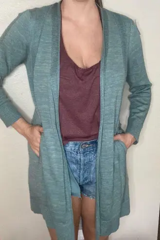 Soft Surroundings Cozy Teal Long Cardigan Size Medium