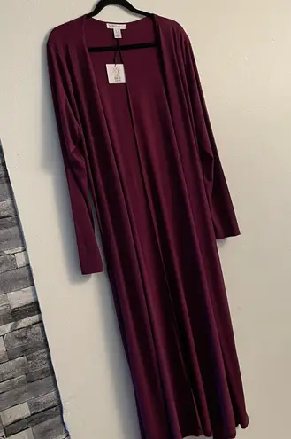 bevamped burgundy maxi side slits cardigan Red Size L