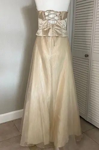 Cinderella Vintage gold cream beaded fairycore  prom formal dress