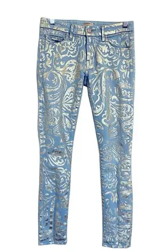 Mother The Looker Gold Rush Baby Gold Stencil Light Blue Jean Women’s size 26