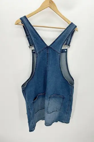 SO  Kohls Blue Denim Overall Mini Dress Distressed Juniors Size XL