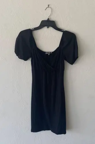 Missguided black short puffy mesh sleeve mini dress