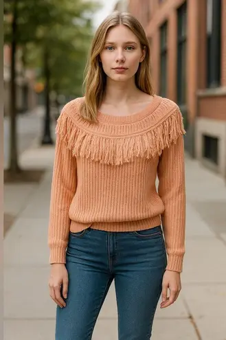 NWT LULUS Sew Prepared Dusty Rose Fringe Knit Off the