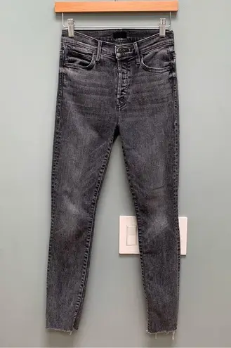 Mother The Stunner Frayed Ankle Friday the 13th Jeans 25 Black