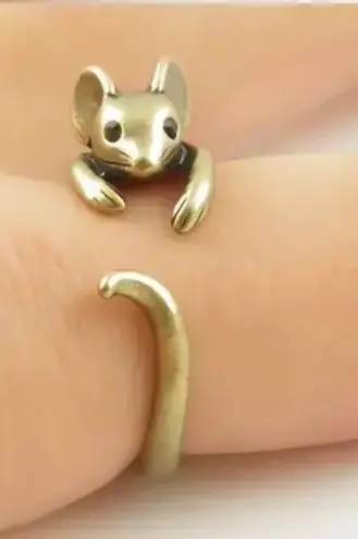 Stainless Steel Gold Mouse Adjustable Ring Sizes 5