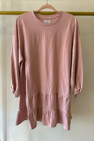 Mud Pie boutique Women’s dusty pink tiered tunic shirt dress large