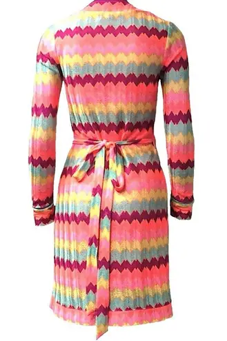 Rubber Ducky Neon Deep V-neck Chevron Wrap Dress Size M