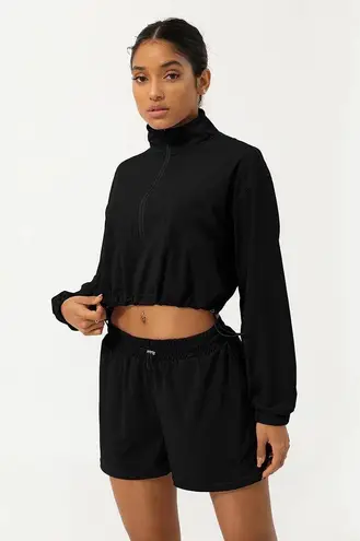 Half zip black shorts set Size L