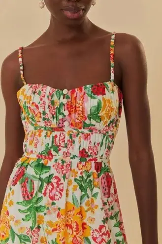 Farm Rio NEW Floral Sketch White Midi Dress Size M