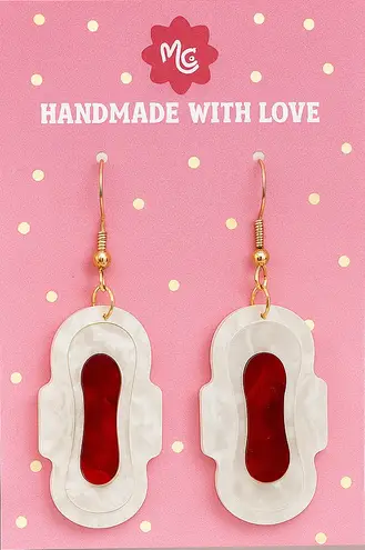 Cute Statement Pad Earrings β Fun Red & White Dangle Earrings