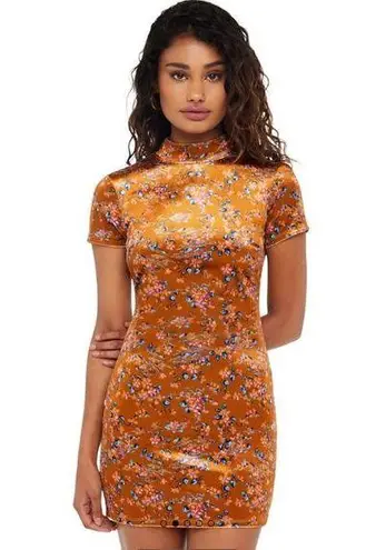 SAVAGE X FENTY PSYCHEDELIC VELVET SLIP DRESS FLORAL SIZE SMALL Brown