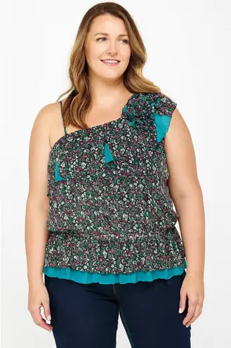 Lulumari Excellent Women’s Asymmetrical Ruffle Short Sleeve Blouse Size Large