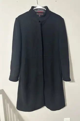 Via Spiga Womens Black Wool Blend Dress Coat Size 12 Floral Lined Stylish