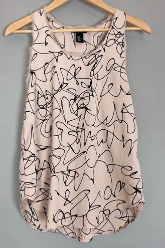 H&M  Racerback‎ Tank Top Scribble Pattern Abstract Raw Edge Doodle Print Size 4 - Image 1