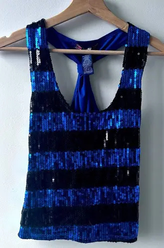 Rock Blue Sequin Razorback Tank Top Size XL NEW NWT vintage Y2K 90s black sexy