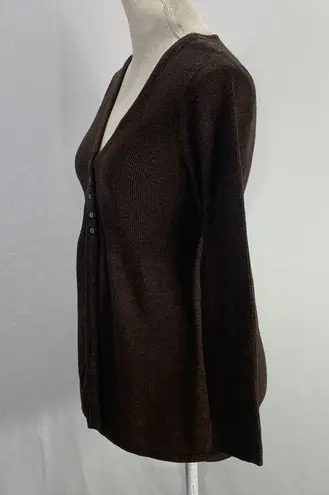 Sarah Spencer Wool Blend Brown V Neck Cardigan Sweater Size Large