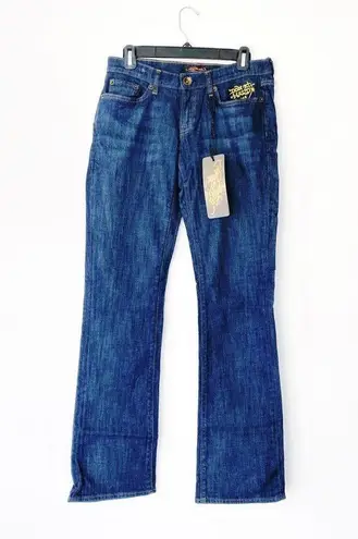 Ed Hardy NWT Deadstock Y2K Name Script Booty Denim Jeans Women Sz 29 Super Low