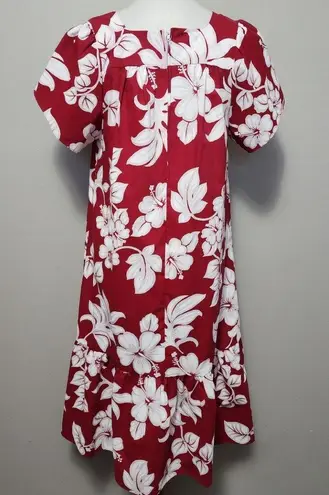 Hawaii Creations Crimson Aloha Tropical Floral Smock Dress Size Small