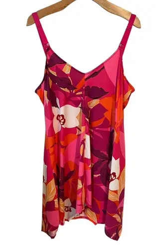 Lilac + London Chemise Sleep Top Womens XL Tropical Floral Sleeveless Soft Satin