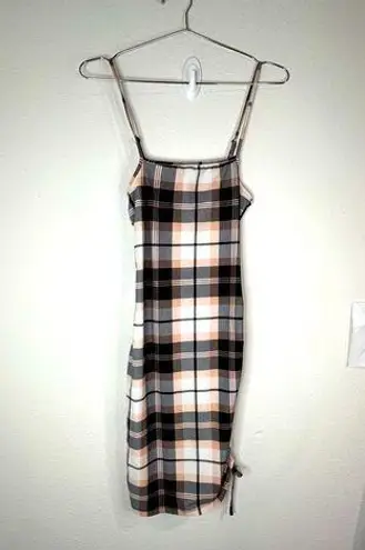 J for Justify Justify Plaid Bodycon Mini Dress Spaghetti Straps Ruched Side Y2K Trendy Small