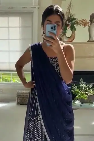 SANI Purple Anjali Metallic Embroidered Anarkali with Dupatta