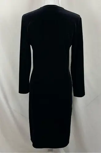 DKNY  Black Velvet Button Down Party Event Midi Dress NWOT