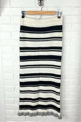 Freshman 1996 Crotchet Striped Knit Midi Skirt Size S Black