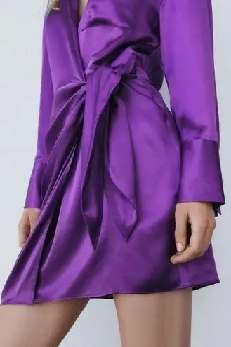 ZARA NWT Satin Effect Wrap Dress Purple 2143/042 Bloggers Fav - $75 New  With Tags - From Smriti