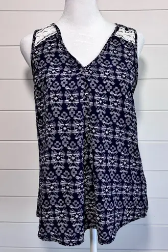 Paper Moon by Stitch Fix Flowy Navy Blue Tank Top Size S