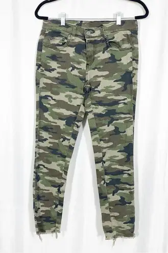 Carmar X LF Camo Camouflage Cropped Raw Frayed Hem Denim Jeans Green Size 28