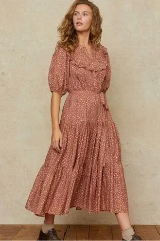 Christy Dawn Dress Emilia Floral Midi Cotton Rooibos Harvest S EUC