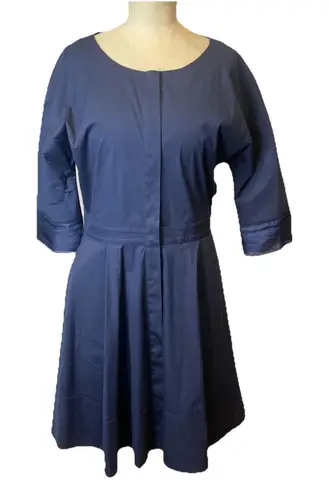 Antonelli Firenze Sheath navy blue 3/4 Sleeve Dress IT 48 US 12 Pockets Cotton
