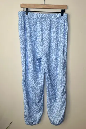 Aerie  Silky Animal Print Leopard Blue Pajama Lounging Bottoms Pants SZ M