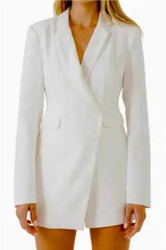 Endless Rose Romper Womens Small White Blazer Playsuit Dress Double Breasted