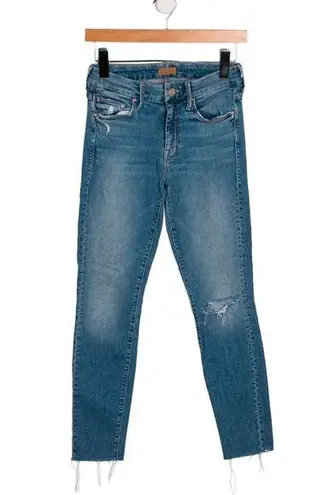 Mother Women’s Looker Ankle Fray Distressed Denim Jeans in Love Gun